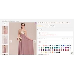 JJs House Chiffon Sequin Junior Bridesmaid J14 Dress One Shoulder Floor Length A